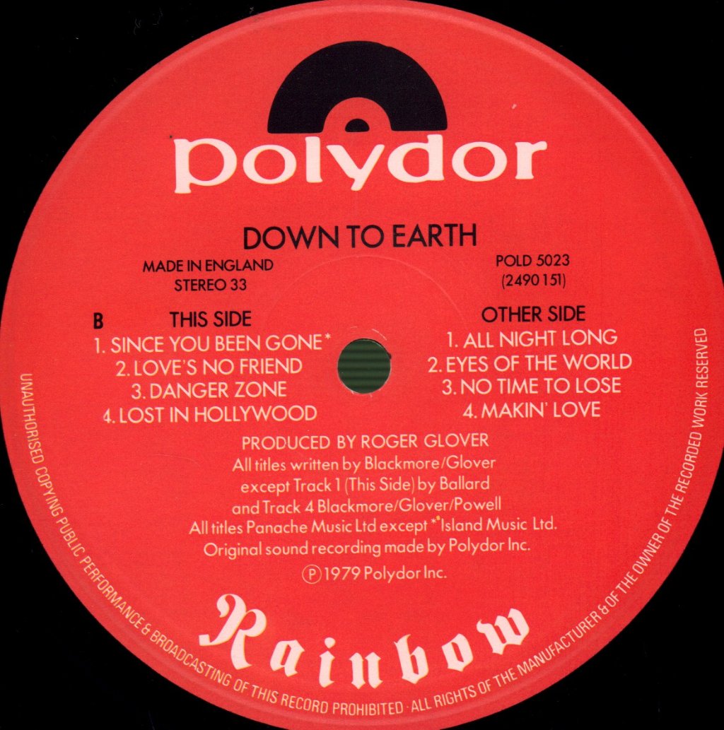 Rainbow (Rock/Metal Group) - Down To Earth - Lp