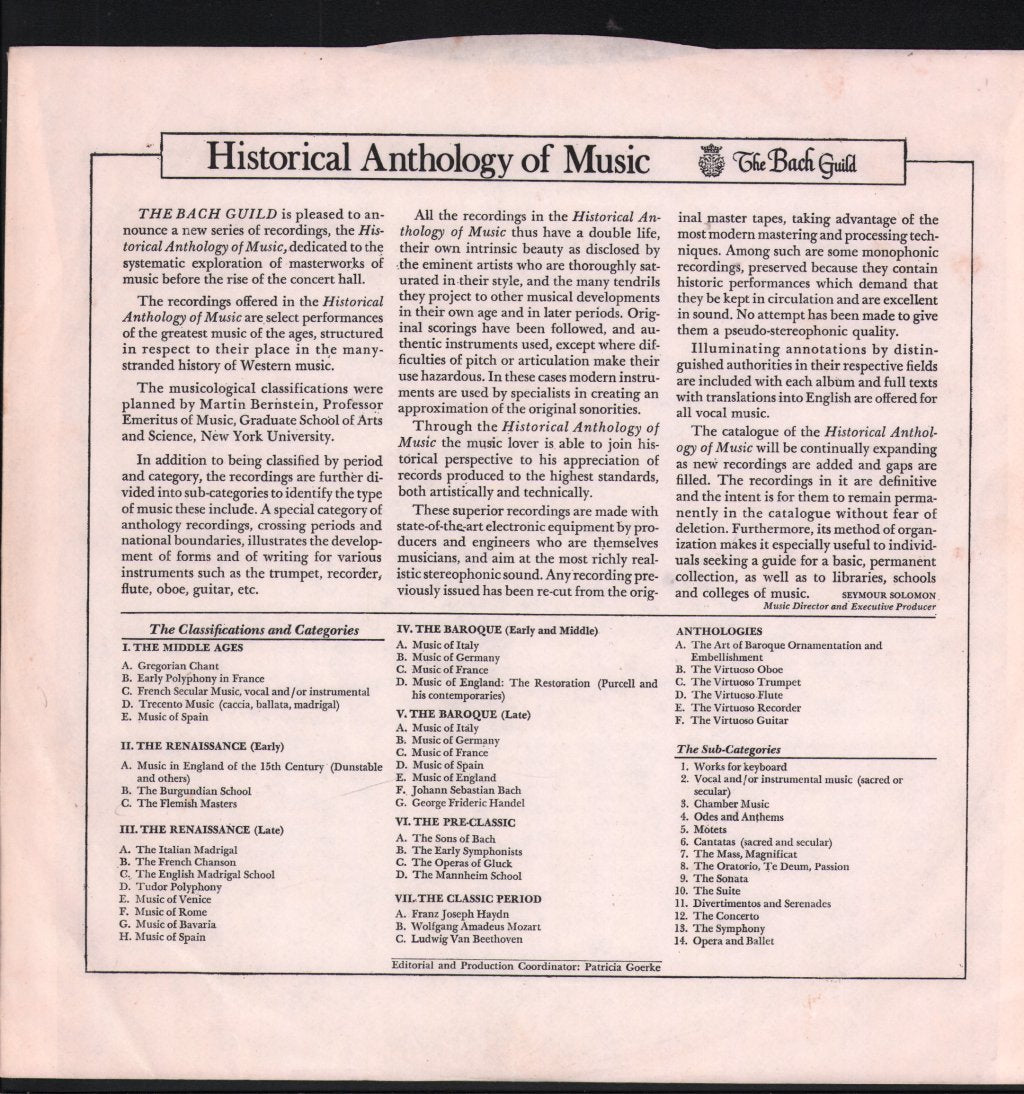 Mimi Coertse / Margarete Sjostedt / Orchestra Of The Vienna State Opera / Felix Prohaska - Johann Sebastian Bach - Magnificat In D BWV 243 / Cantata BWV 50 - Lp
