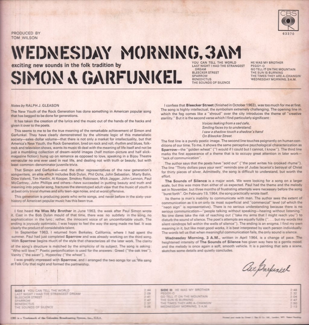 Simon And Garfunkel - Wednesday Morning 3Am - Lp