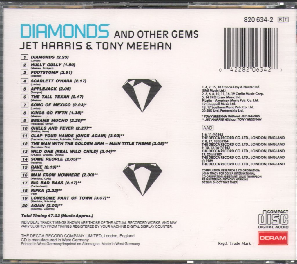 Jet Harris And Tony Meehan - Diamonds And Other Gems - Cd
