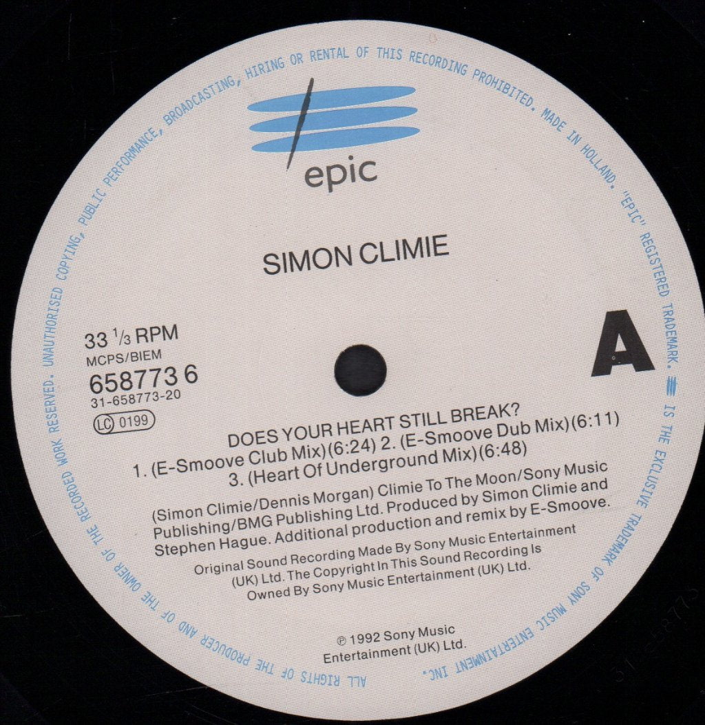 Simon Climie - Does Your Heart Still Break - 12 Inch