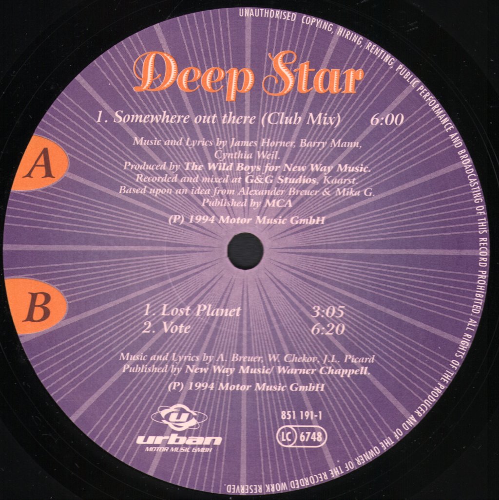 Deep Star - Somewhere Out There - 12 Inch