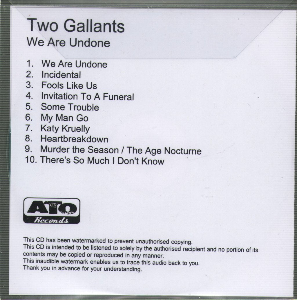 Two Gallants - We Are Undone - Cdr
