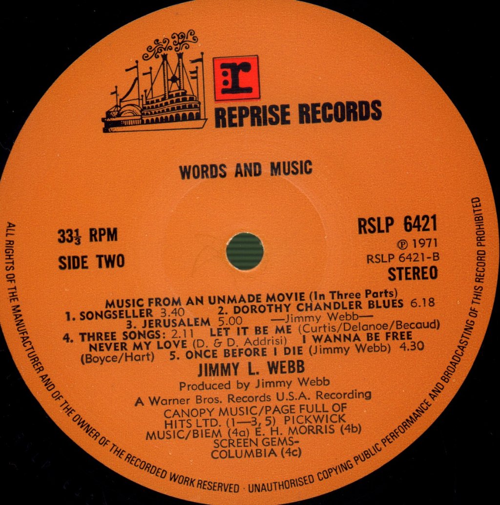 Jimmy Webb - Words And Music - Lp