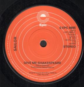 Sailor - Give Me Shakespeare - 7 Inch