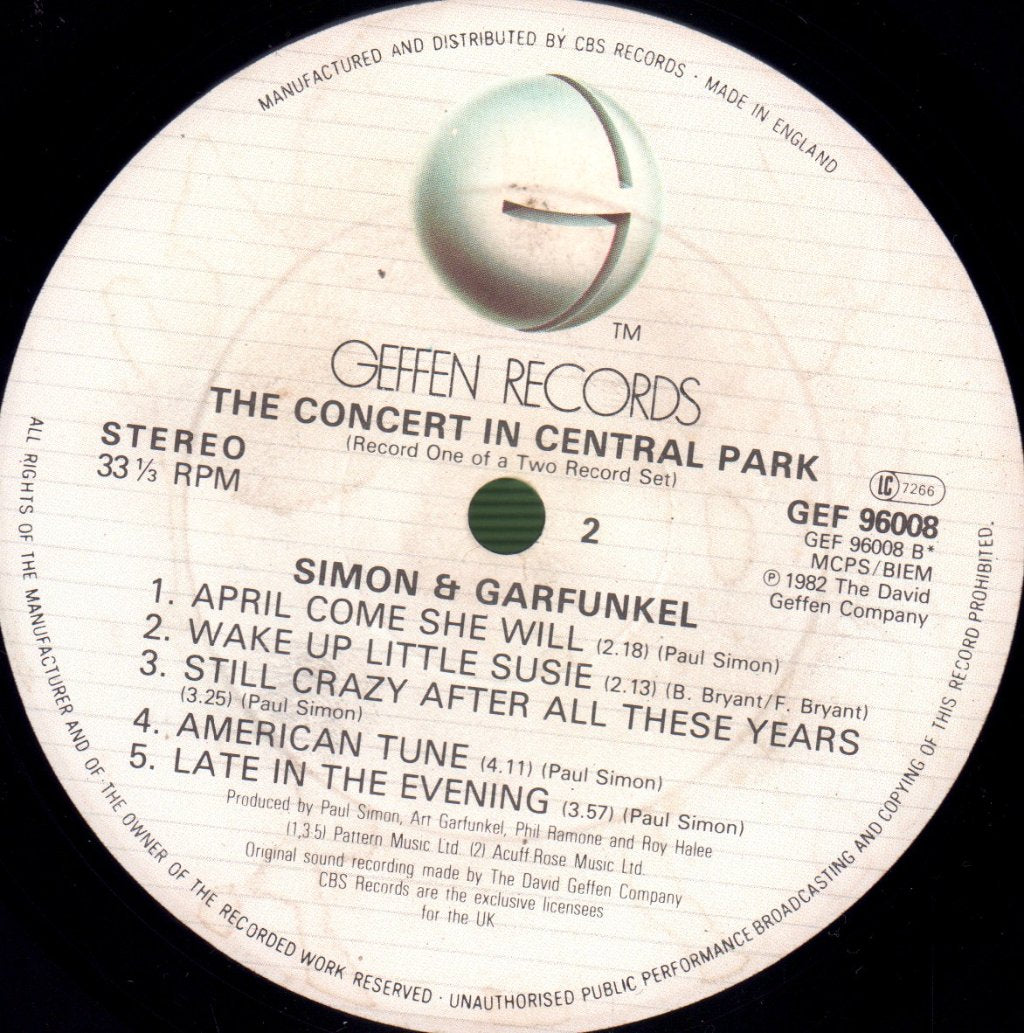 Simon And Garfunkel - Concert In Central Park - Double Lp