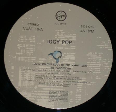 Iggy Pop - Livin' On The Edge Of The Night - 12 Inch