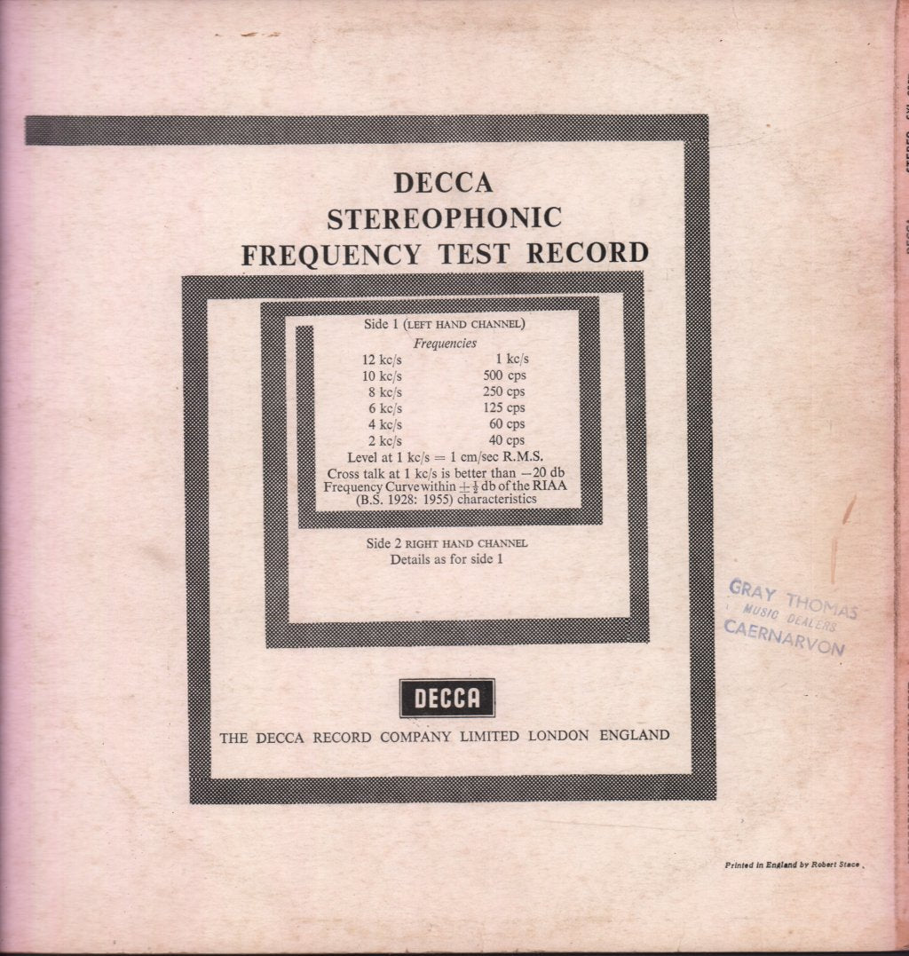 No Artist - Stereophonic Frequency Test Record - Lp