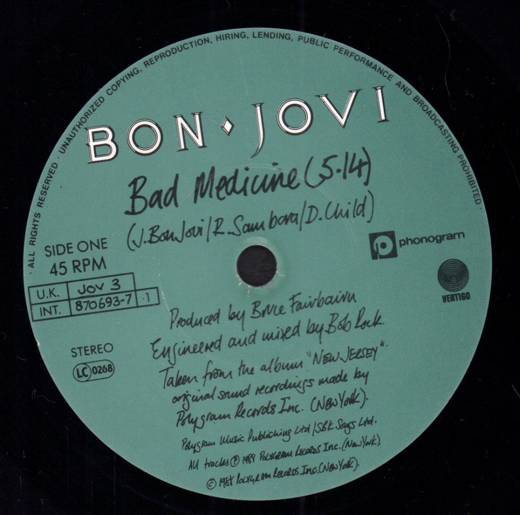 Bon Jovi - Bad Medicine - 7 Inch