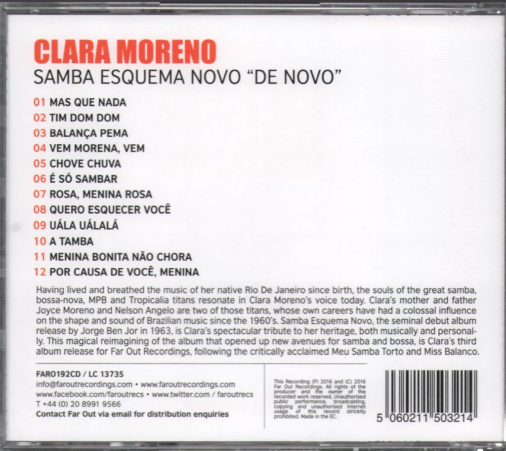 Clara Moreno - Samba Esquema Novo "De Novo" - Cd