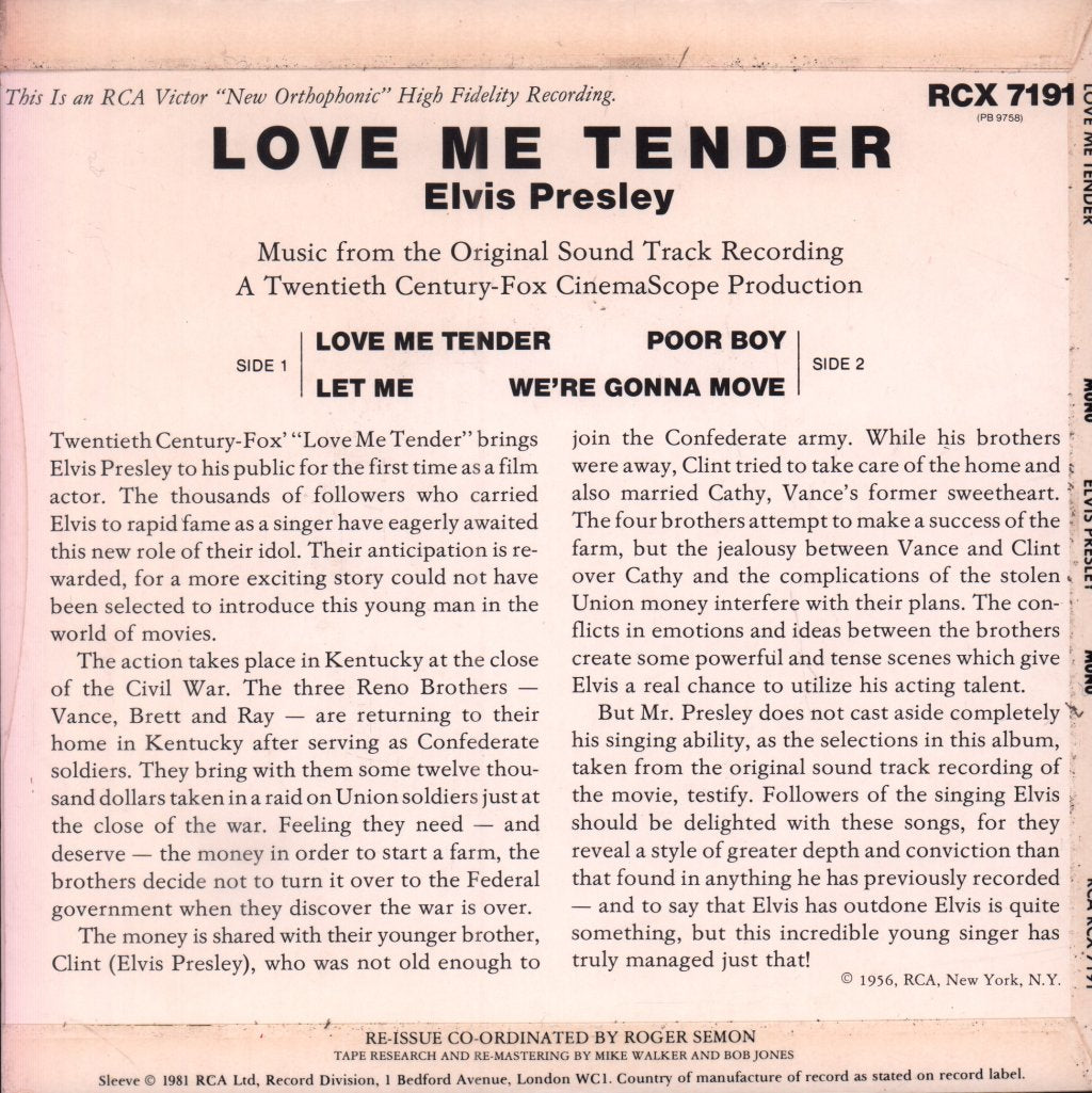 Elvis Presley - love me tender - 7 Inch