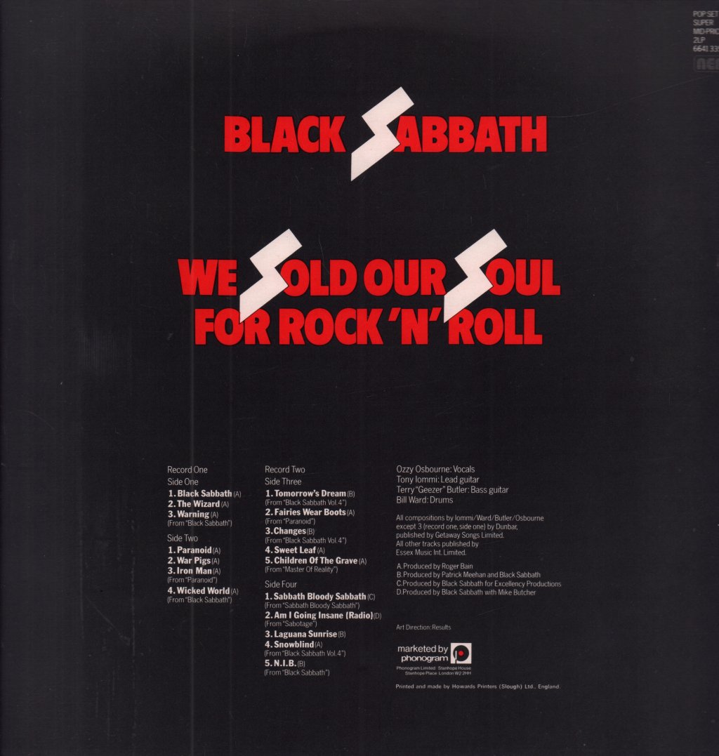 Black Sabbath - We Sold Our Soul For Rock N Roll - Double Lp