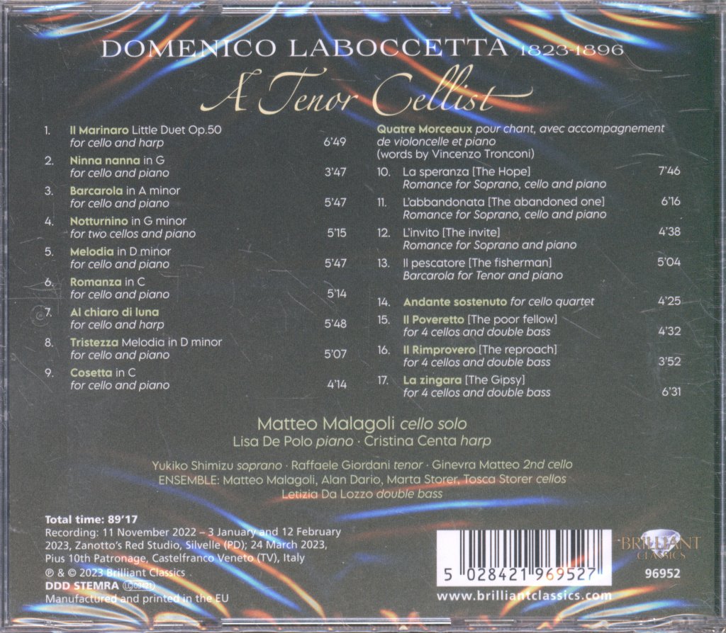 Matteo Malagoli, Lisa De Polo, Cristina Centa - A Tenor Cellist - Domenico Laboccetta - Cd