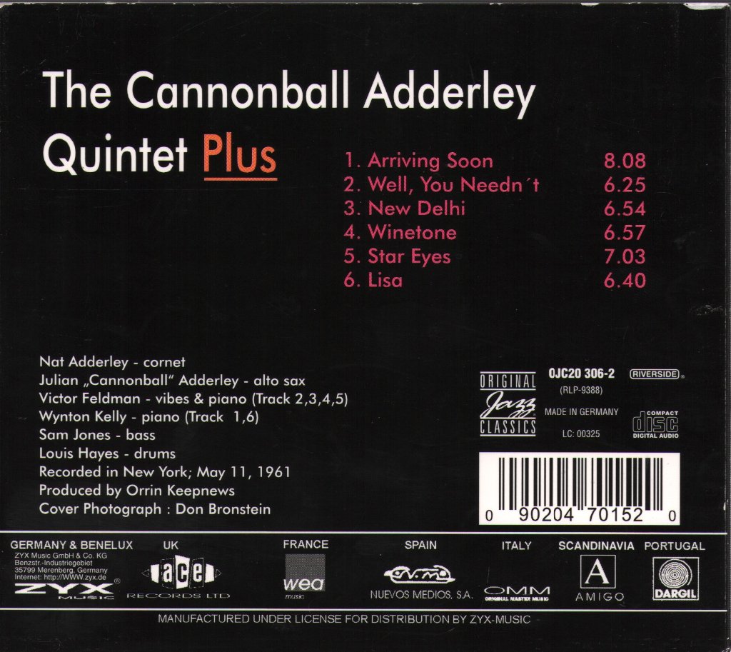 Cannonball Adderley Quintet - Plus - Cd