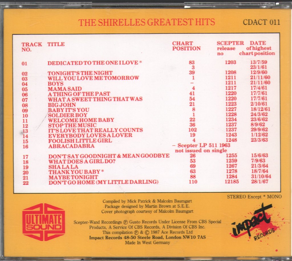 Shirelles - Greatest Hits - Cd