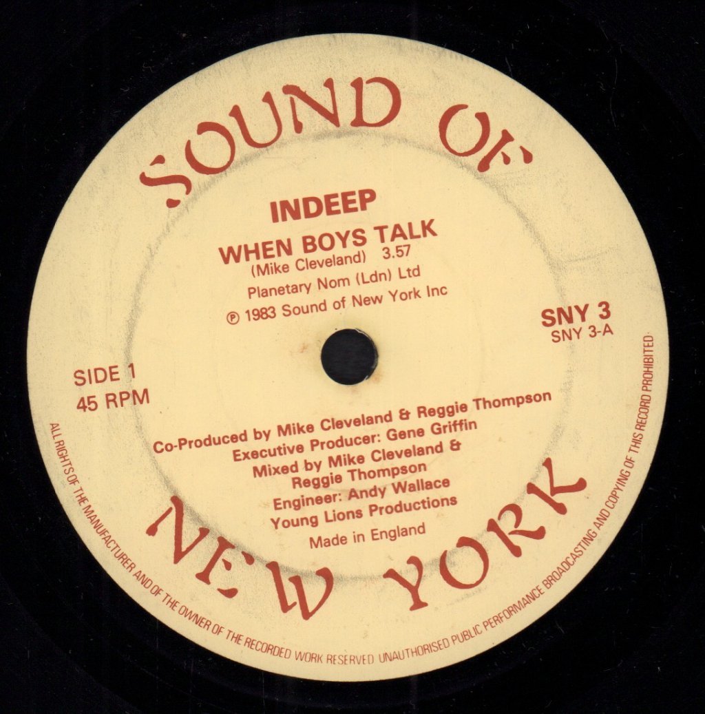 Indeep - When Boys Talk - 7 Inch