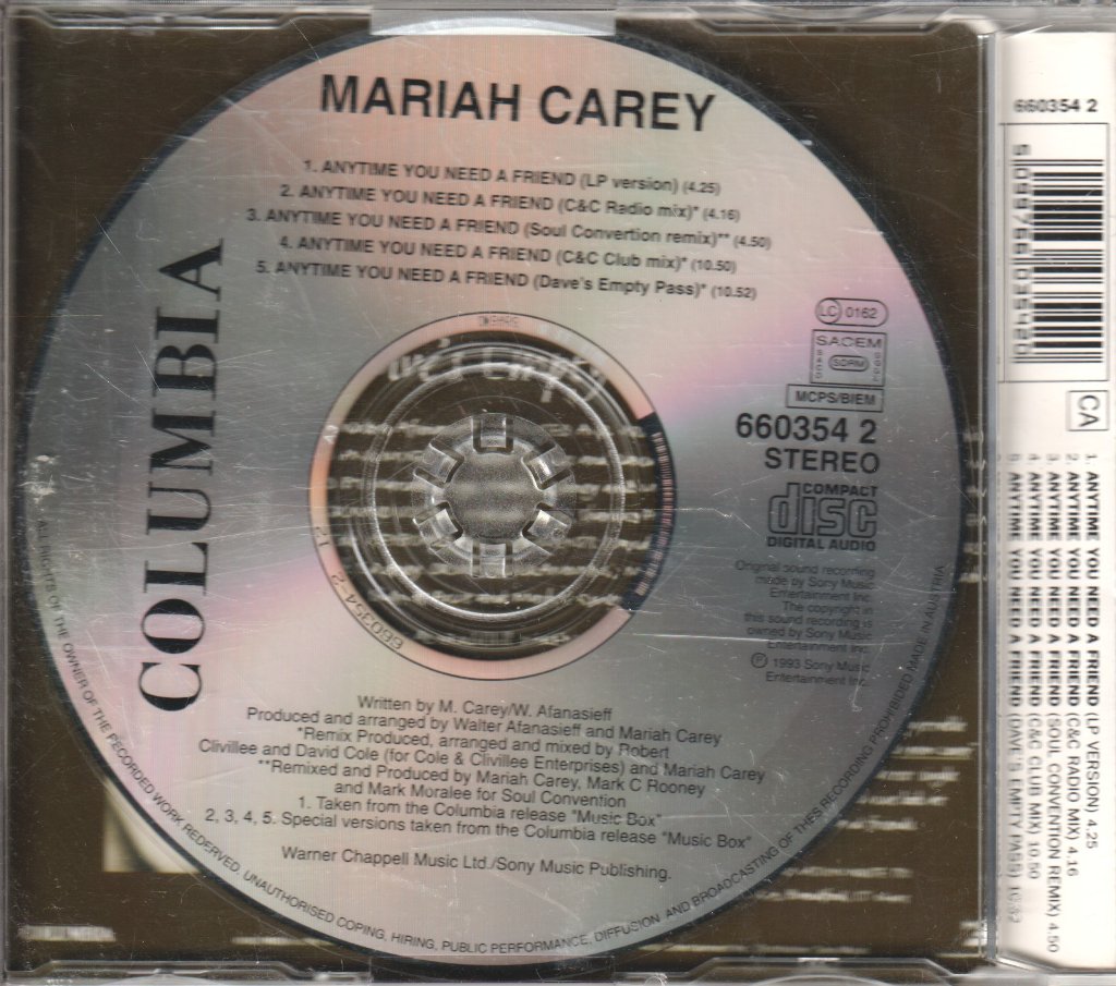 Mariah Carey - Anytime You Need A Friend - Cd