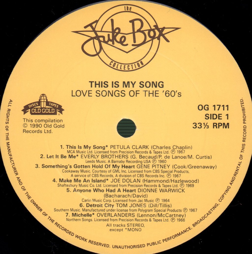 Various Artists - This Is My Song - Love Songs Of The 60's - Lp