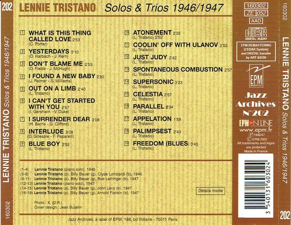 Lennie Tristano - Solos & Trios  1946/1947 - Cd