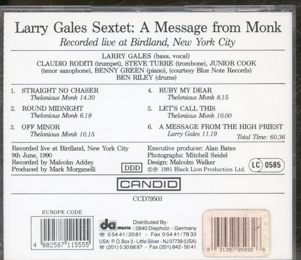 Larry Gales - A Message From Monk - Cd