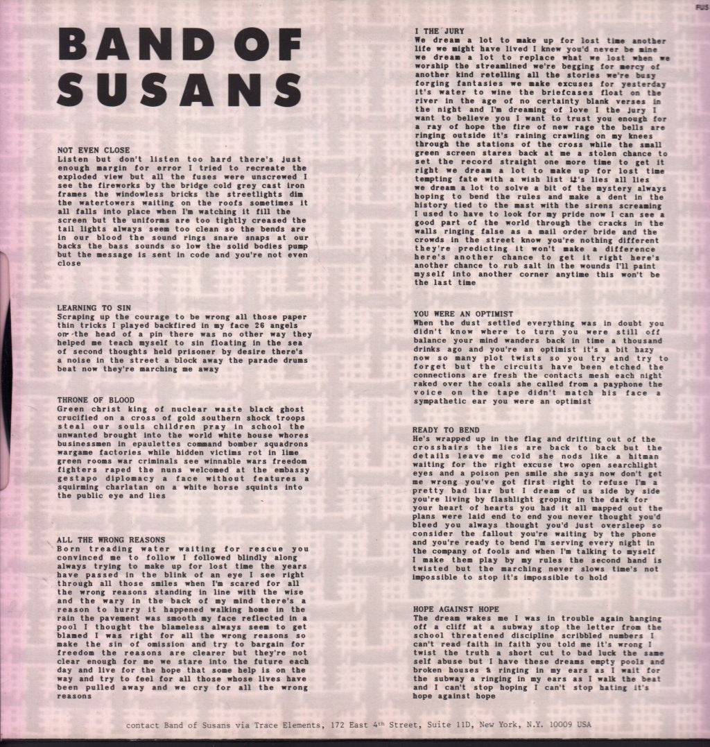 Band Of Susans - Hope Against Hope - Lp