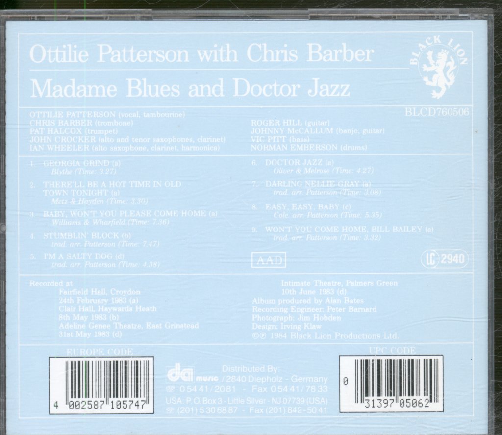 Ottilie Patterson With Chris Barber - Madame Blues & Doctor Jazz! - Cd