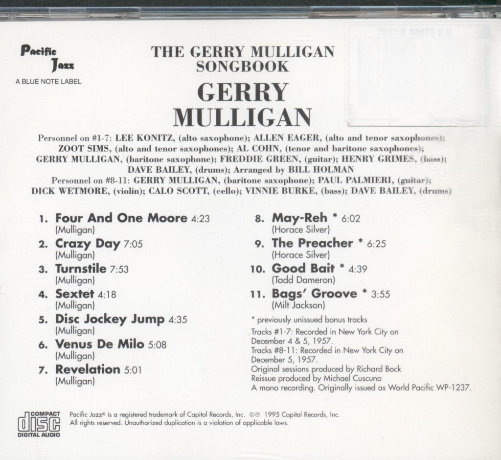 Gerry Mulligan And His Orchestra - Gerry Mulligan Songbook - Cd