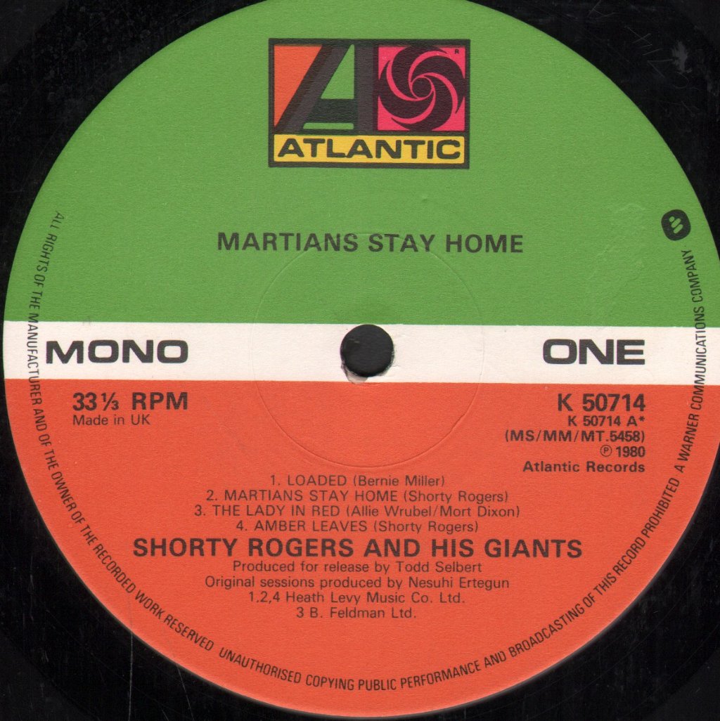 Shorty Rogers And His Giants - Martians Stay Home - Lp