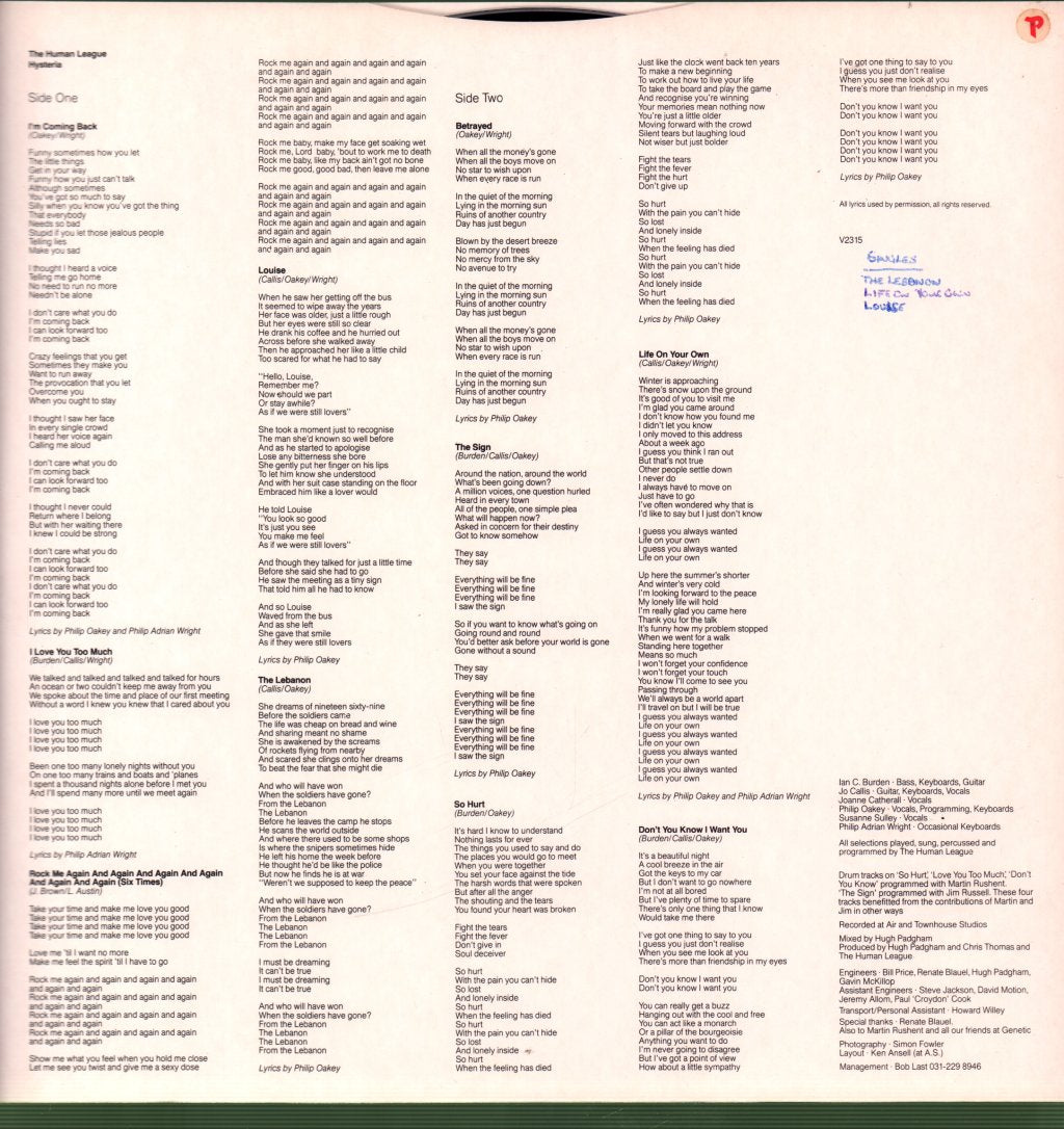 Human League - Hysteria - Lp
