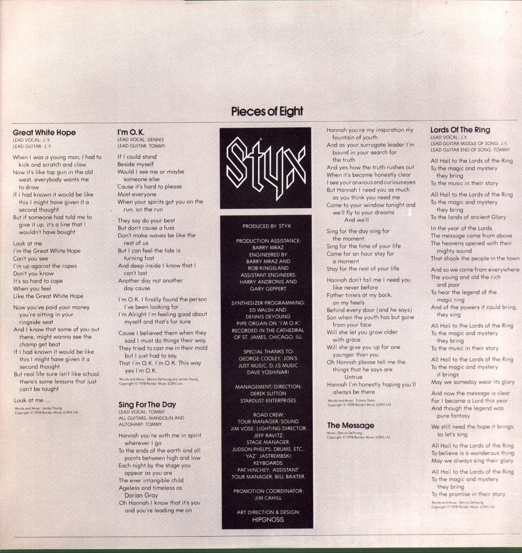 Styx - Pieces Of Eight - Lp