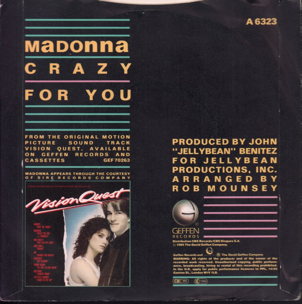 Madonna - Crazy For You - 7 Inch