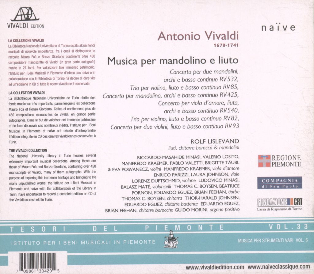 Rolf Lislevand - Vivaldi - Musica Per Mandolino E Liuto - Cd