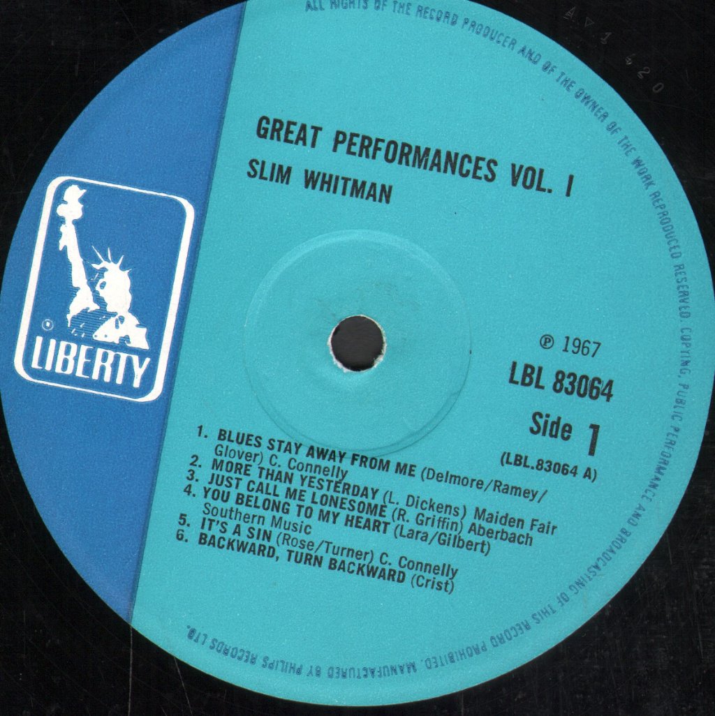 Slim Whitman - Great Performances Vol. 1 - Lp