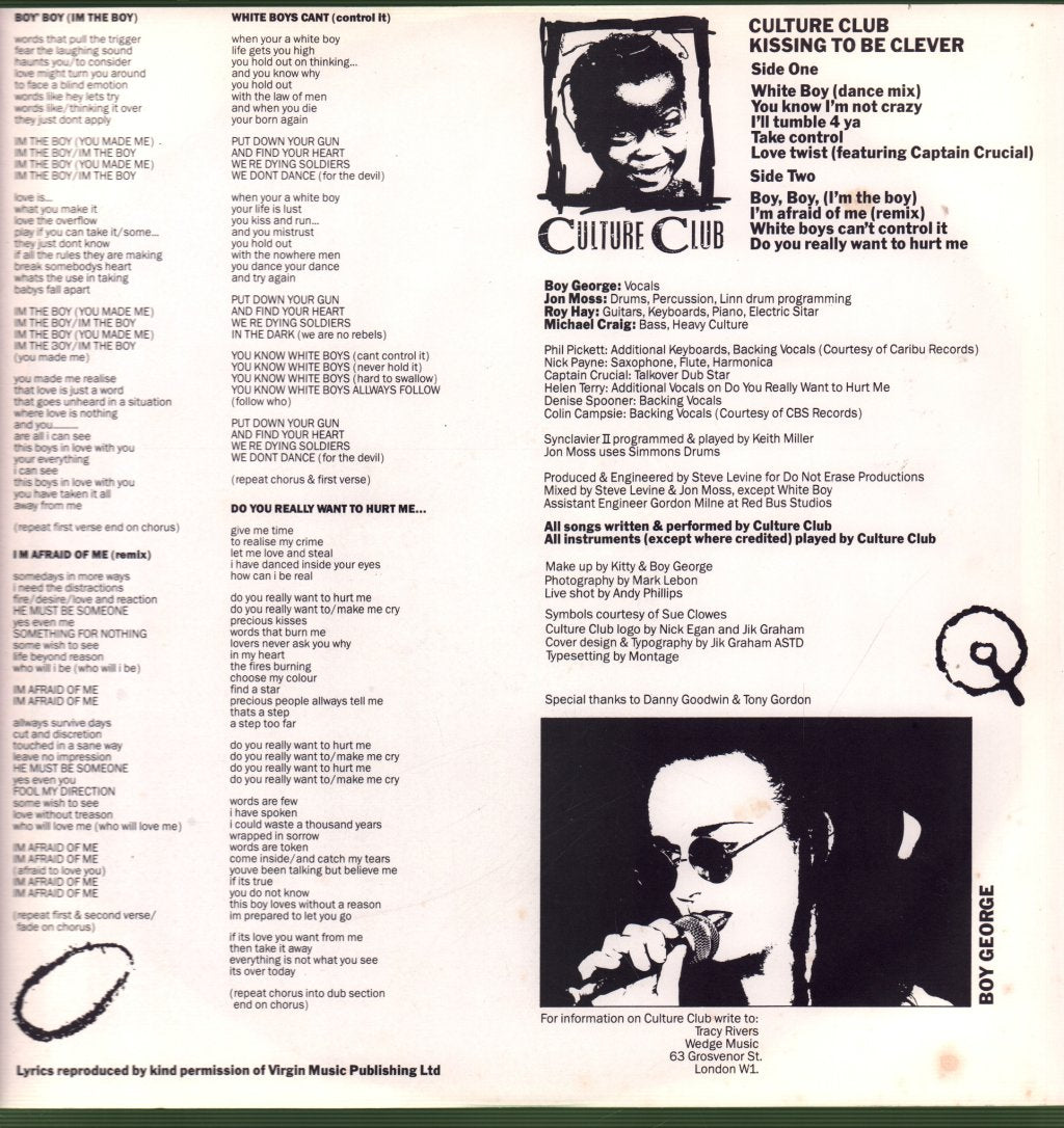 Culture Club - Kissing To Be Clever - Lp