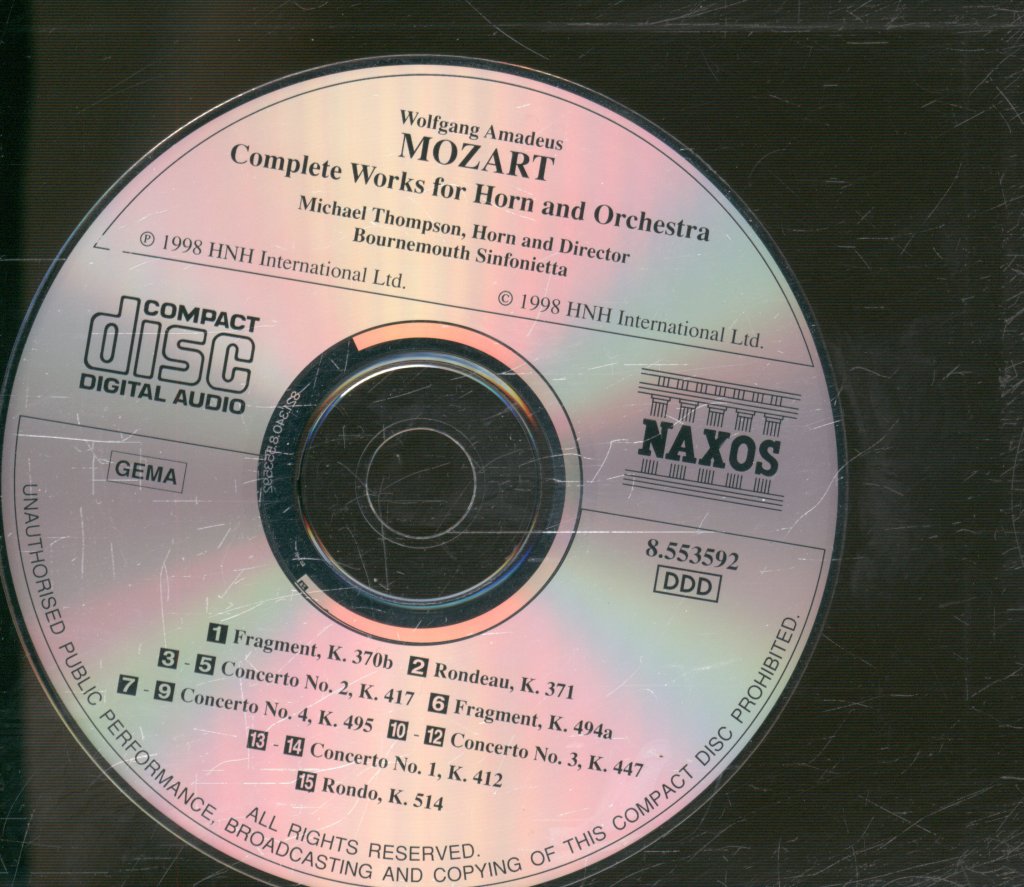 Michael Thompson, Bournemouth Sinfonietta - Mozart - Complete Works For Horn And Orchestra - Cd