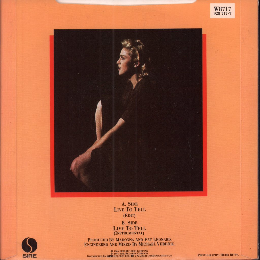 Madonna - Live To Tell - 7 Inch