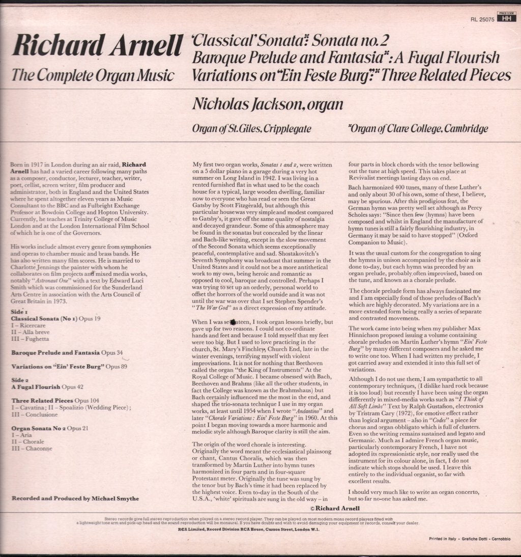 Richard Arnell - Complete Organ Music - Lp