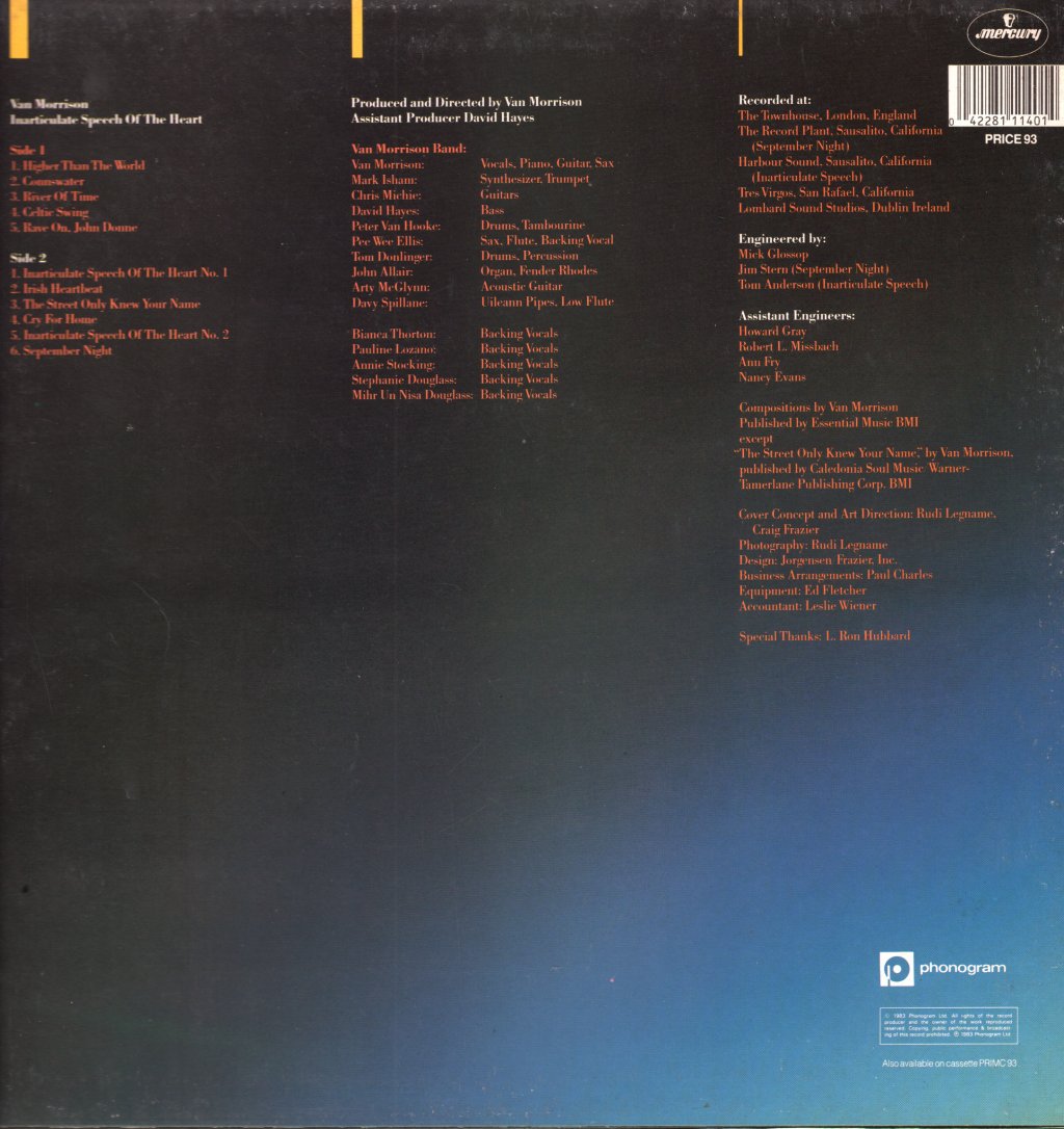 Van Morrison - Inarticulate Speech Of The Heart - Lp