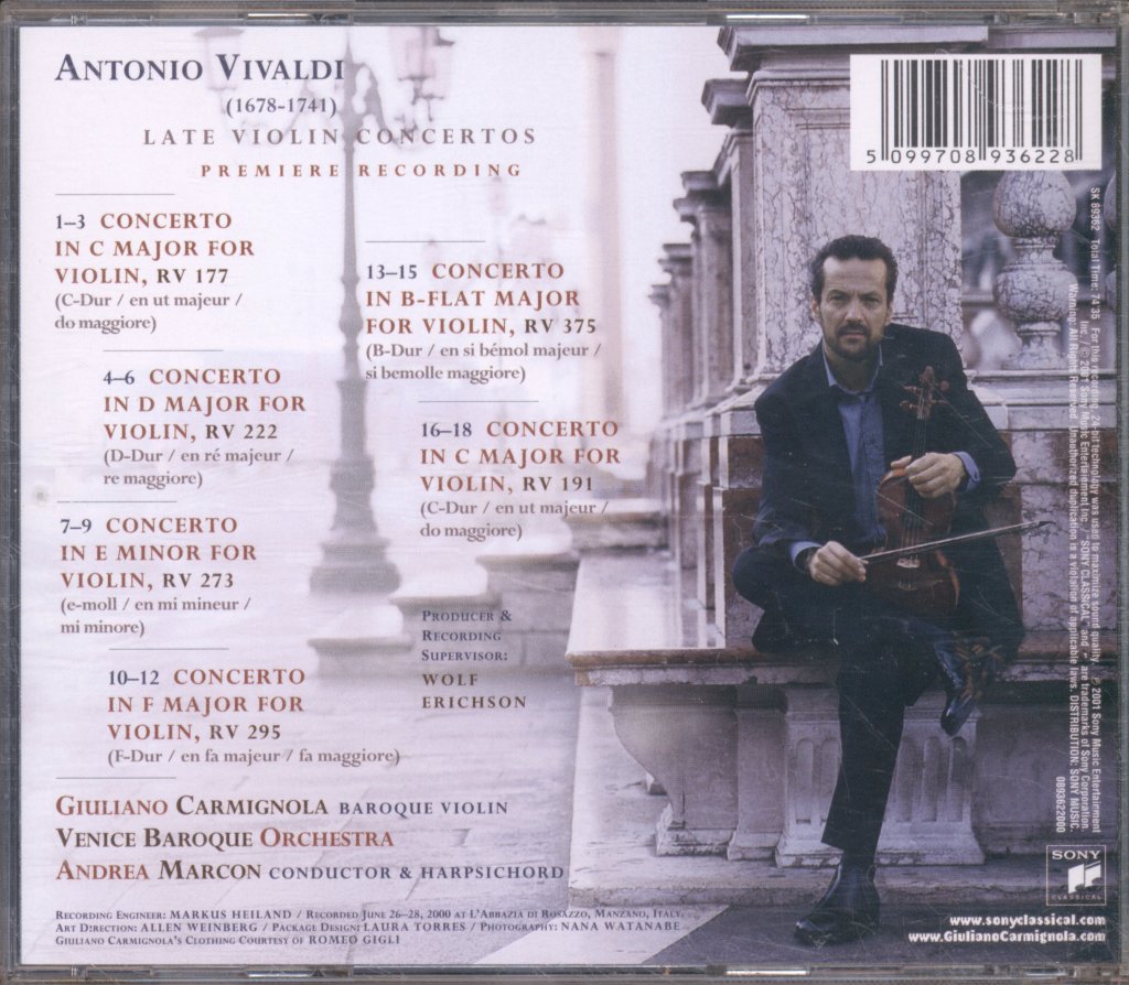 Giuliano Carmignola, Venice Baroque Orchestra - Vivaldi - Late Violin Concertos - Cd