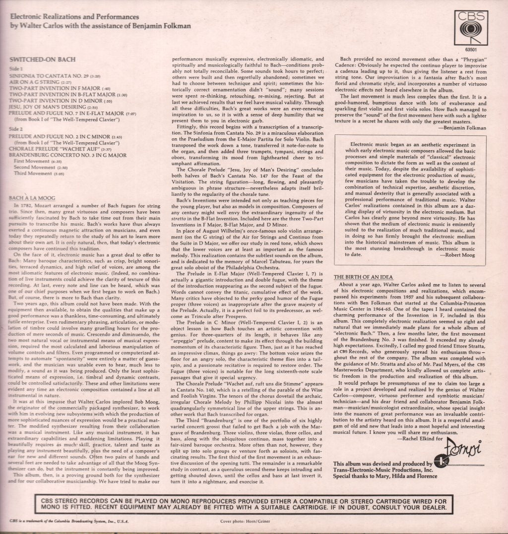 Walter Carlos - Switched On Bach - Lp