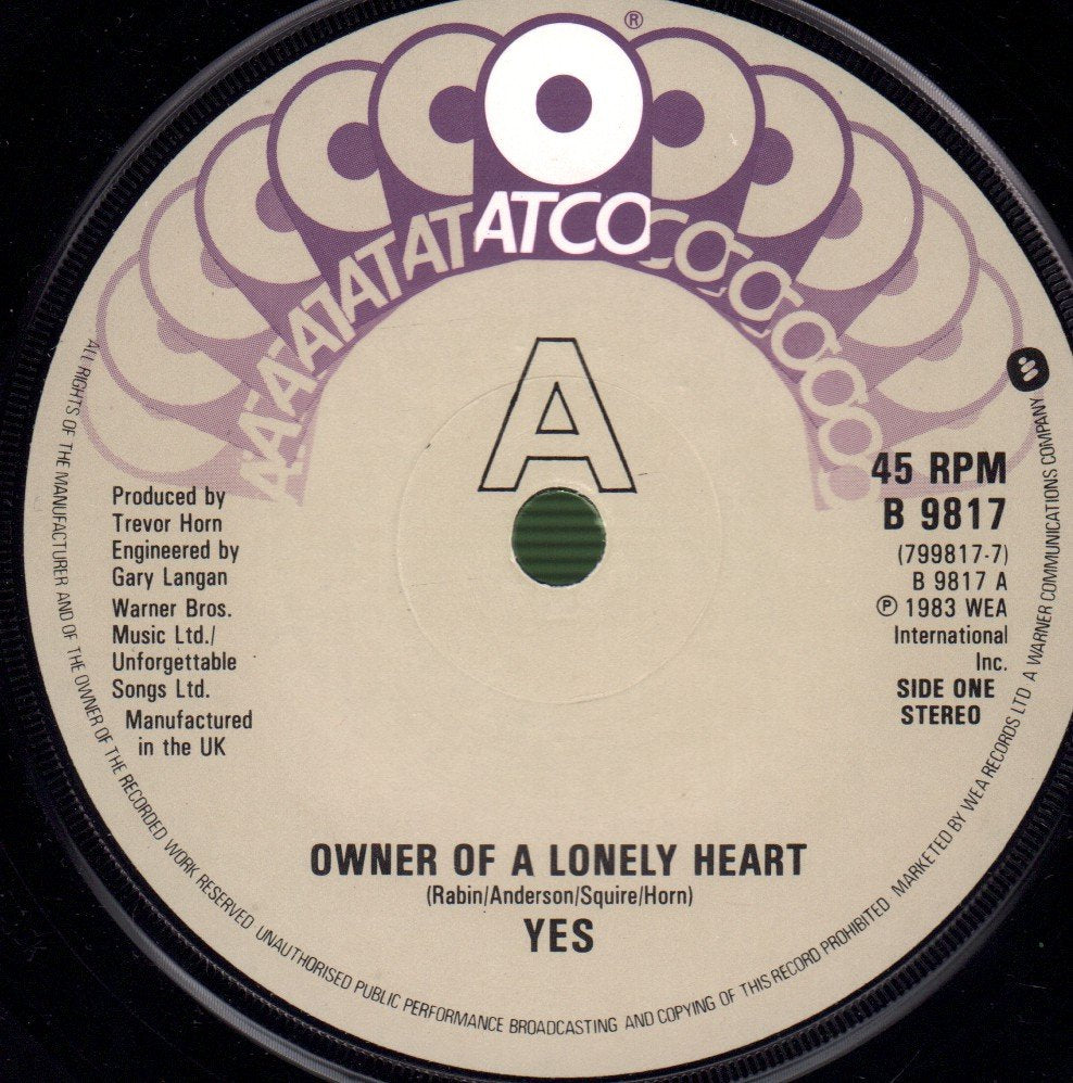 Yes - Owner Of A Lonely Heart - 7 Inch