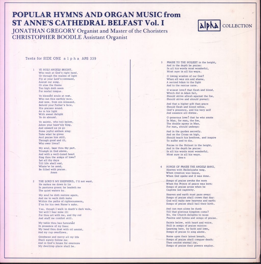 st anne's cathedral belfast - popular hymns and organ music vol 1 - Lp