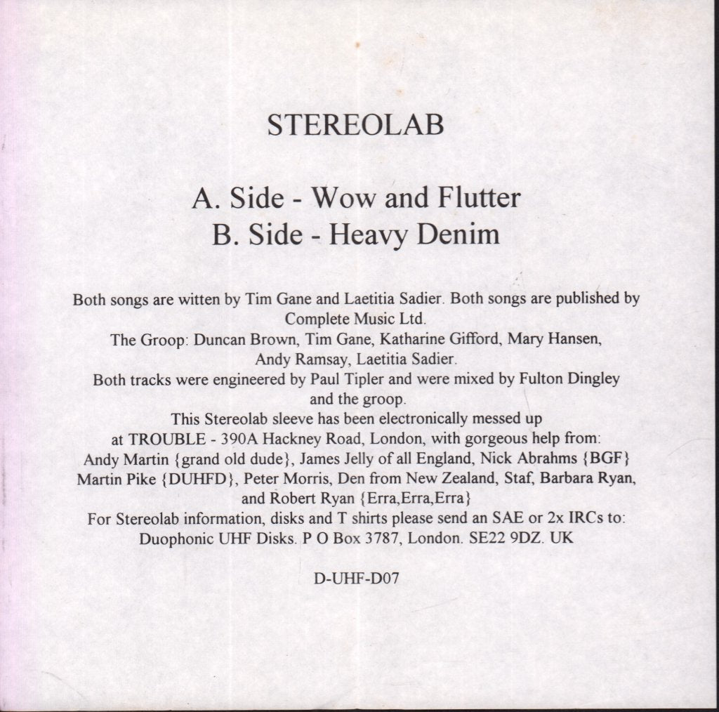 Stereolab - Wow And Flutter - 7 Inch