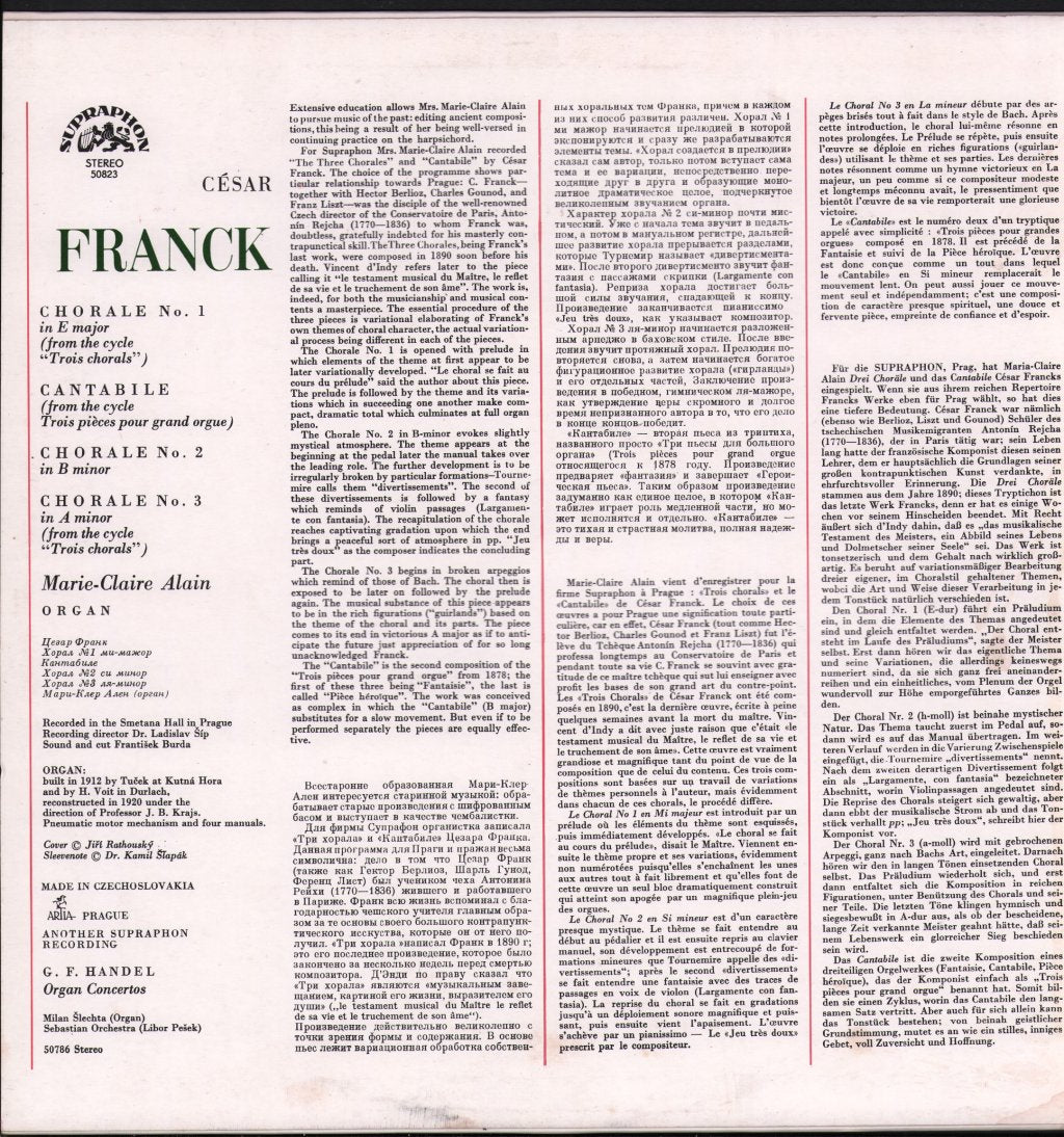 Marie-Claire Alain - Cesar Franck - Organ Compositions - Lp
