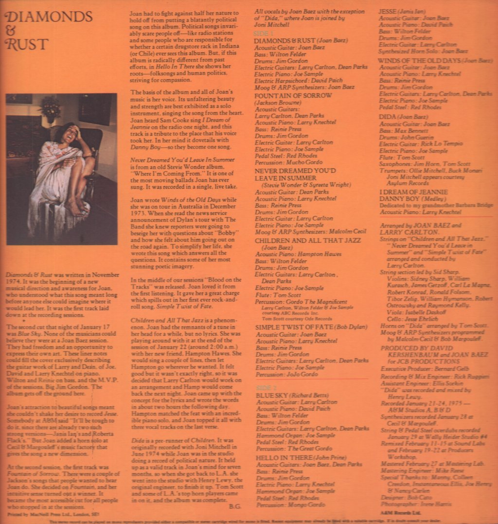 Joan Baez - Diamonds And Rust - Lp