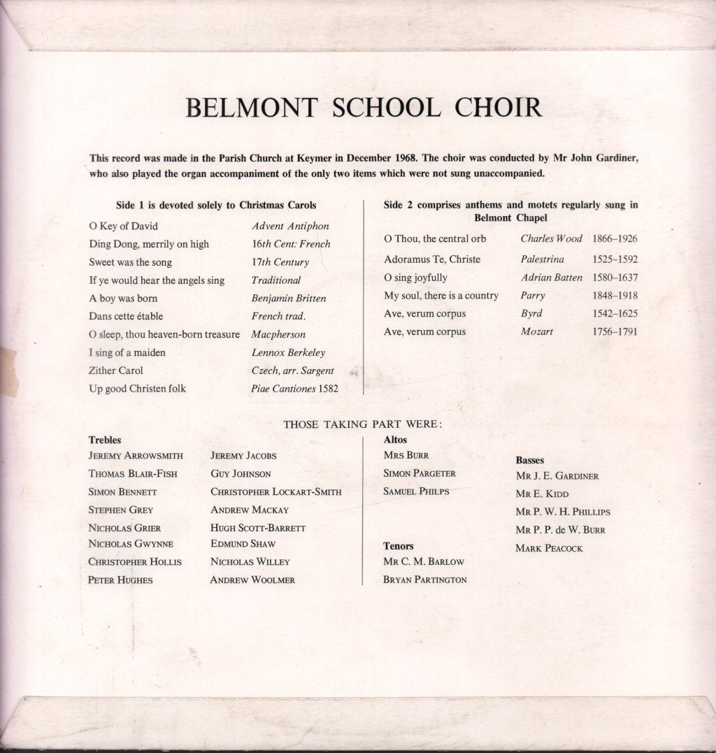 belmont school choir - belmont school choir - Lp