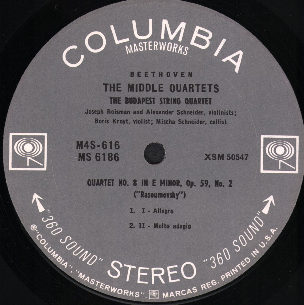Budapest String Quartet - Beethoven - Quartet No. 8 in E Minor, Op. 59, No. 2 ("Rasoumovsky") - Lp