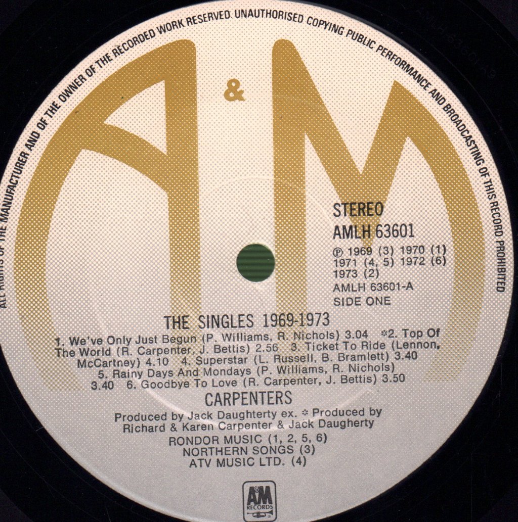 Carpenters - Singles 1969-1973 - Lp