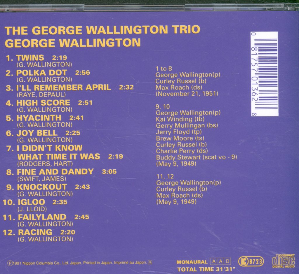 George Wallington Trio - George Wallington Trio - Cd