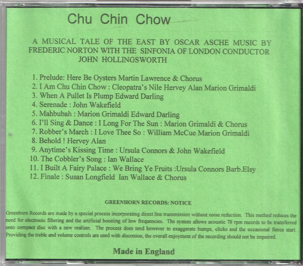 Chu Chin Chow - chu chin chow - Cd